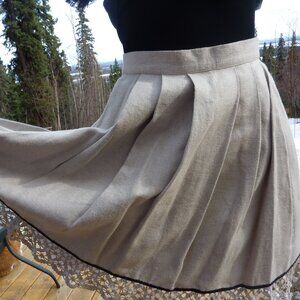 OCTOBERFEST DIRNDL QUIRKY GOTH LOLITA 80'S BEIGE LINEN MINI SKIRT PEASANT M L 42